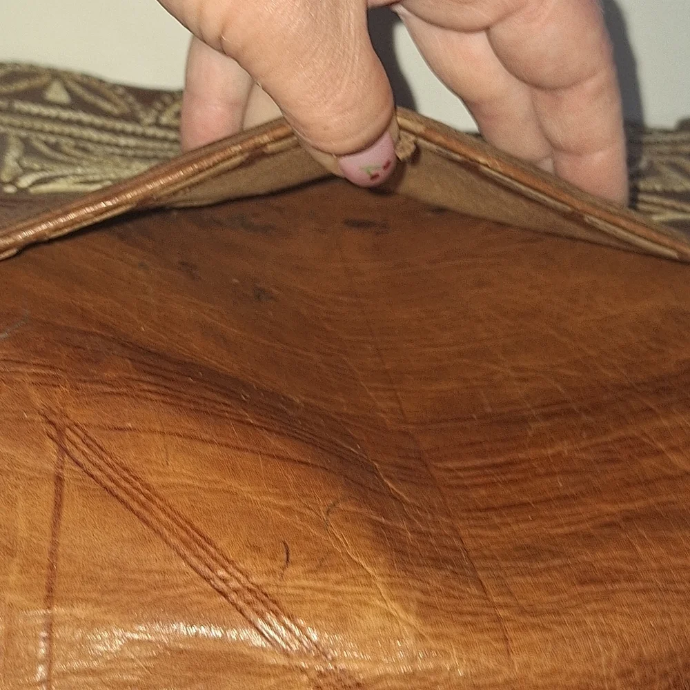 Antique Handmade Hide Leather Messenger Crossbody Bag Morrocan Style Embroidery